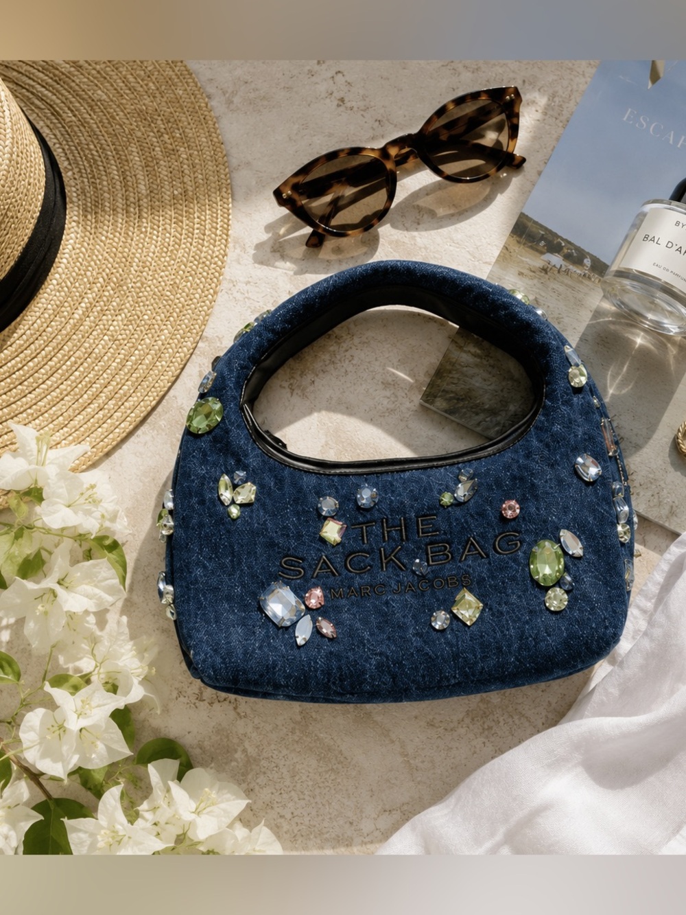 NWT | Marc Jacobs The Gem Denim Mini Sack Shoulder Handbag in indigo